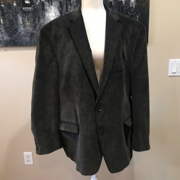 Chaps Dark Green Cotton Blend Corduroy Blazer Sport Coat With Elbow Patches-50R - Picture 1 of 15